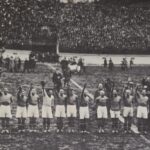 La Nazionale italiana di calcio del 1928 prima della storica vittoria contro l’Ungheria a Budapest.
