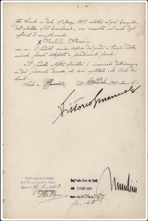 Documento firmato da Vittorio Emanuele III