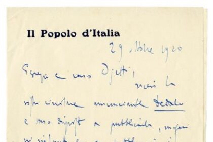 Lettera autografa di Benito Mussolini