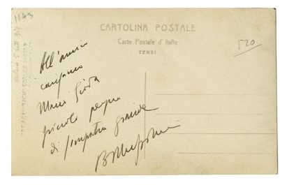 Cartolina con dedica autografa del Popolo d'Italia